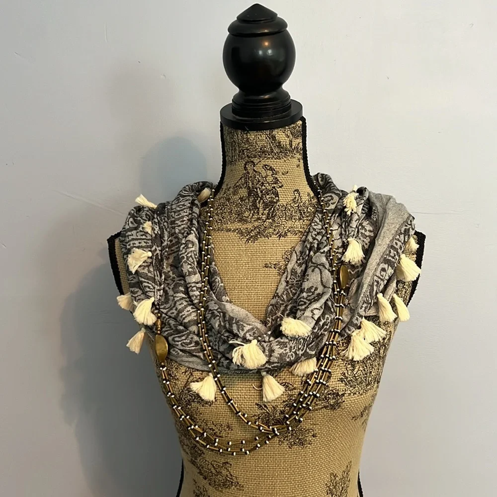 Anthropologie Floreat Tassel Scarf